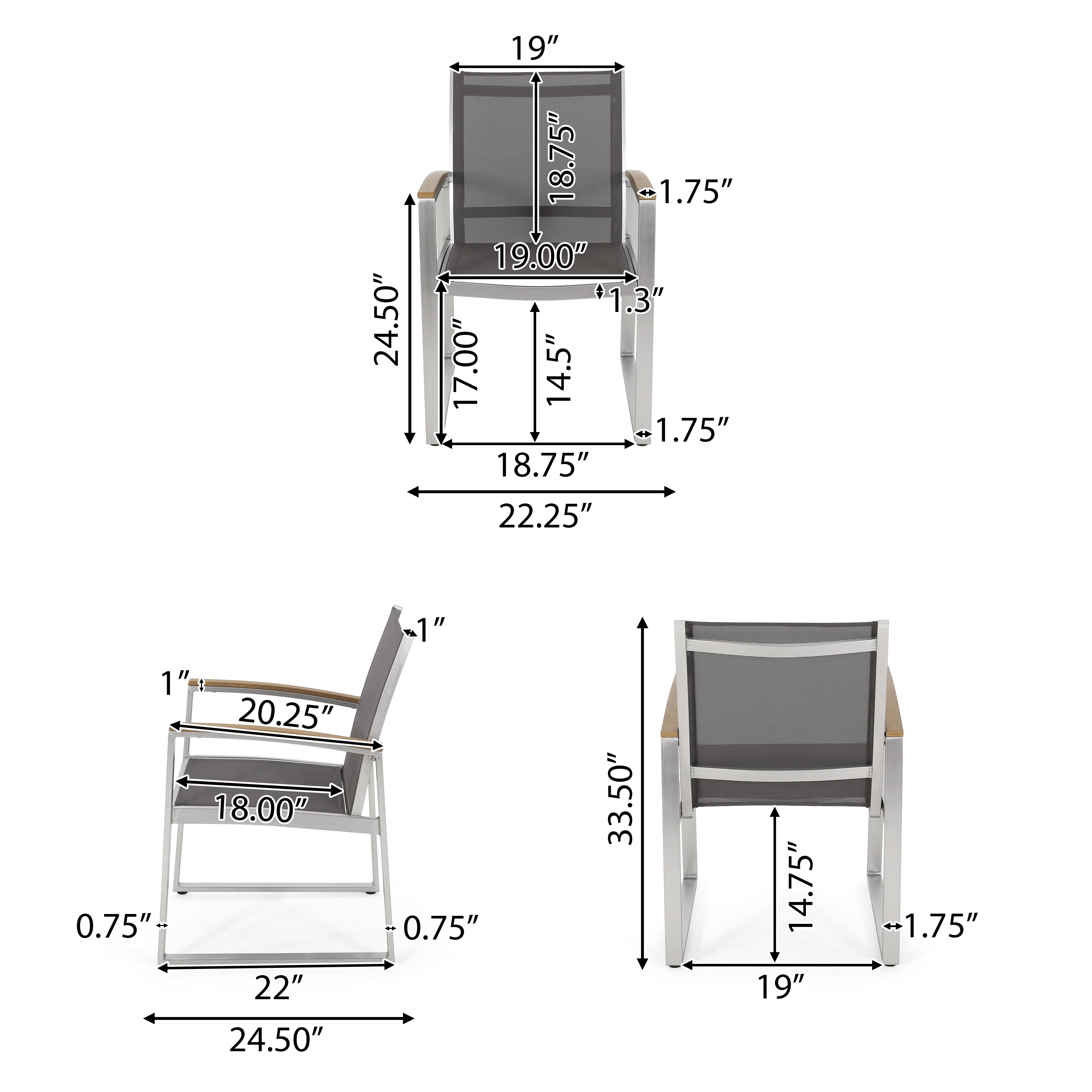 Tabby Outdoor Aluminum 7-Piece Dining Set with Mesh Chairs and Faux Wood Top