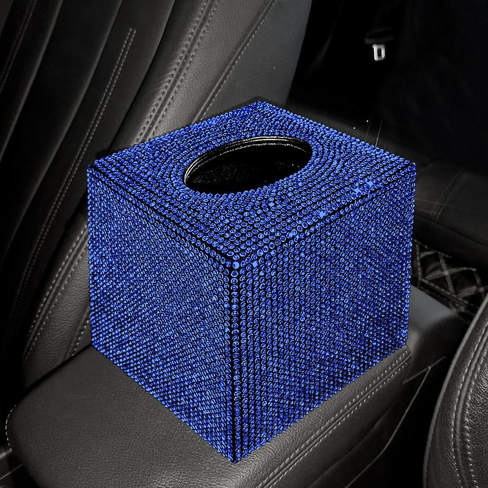 Square Bling Car Tissue Holder With Crystal Rhinestone Auto Vehicles Tissue Box Napkin Paper Pouch Case For Car Home Office Red