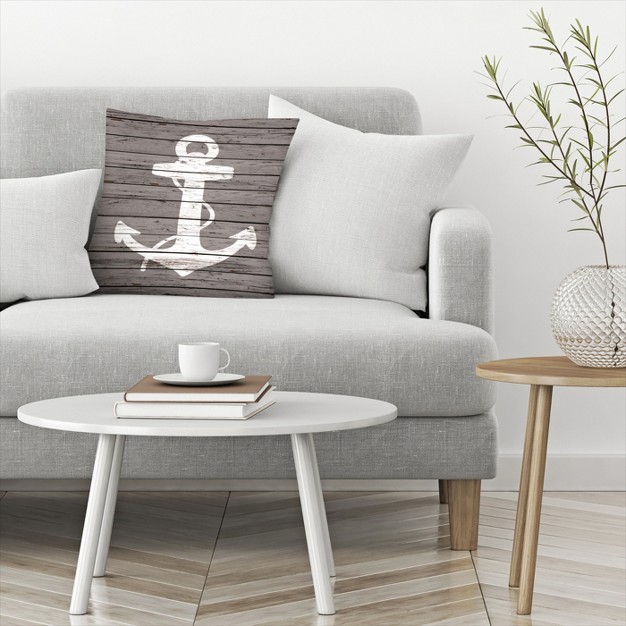 Americanflat Coastal Rustic Wood Quad Anchor By Samantha Ranlet Throw Pillow