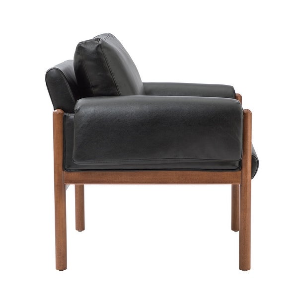 Tiago Comfy Living Room Accent Armchair with Solid Wood Legs by HULALA HOME