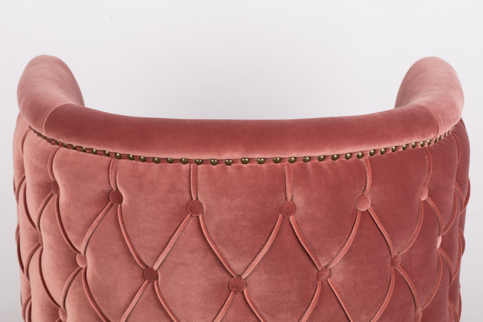 Pink Tufted Barrel Chair  Bold Monkey Such A Stud   Midcentury   Armchairs And Accent Chairs   by Luxury Furnitures  Houzz