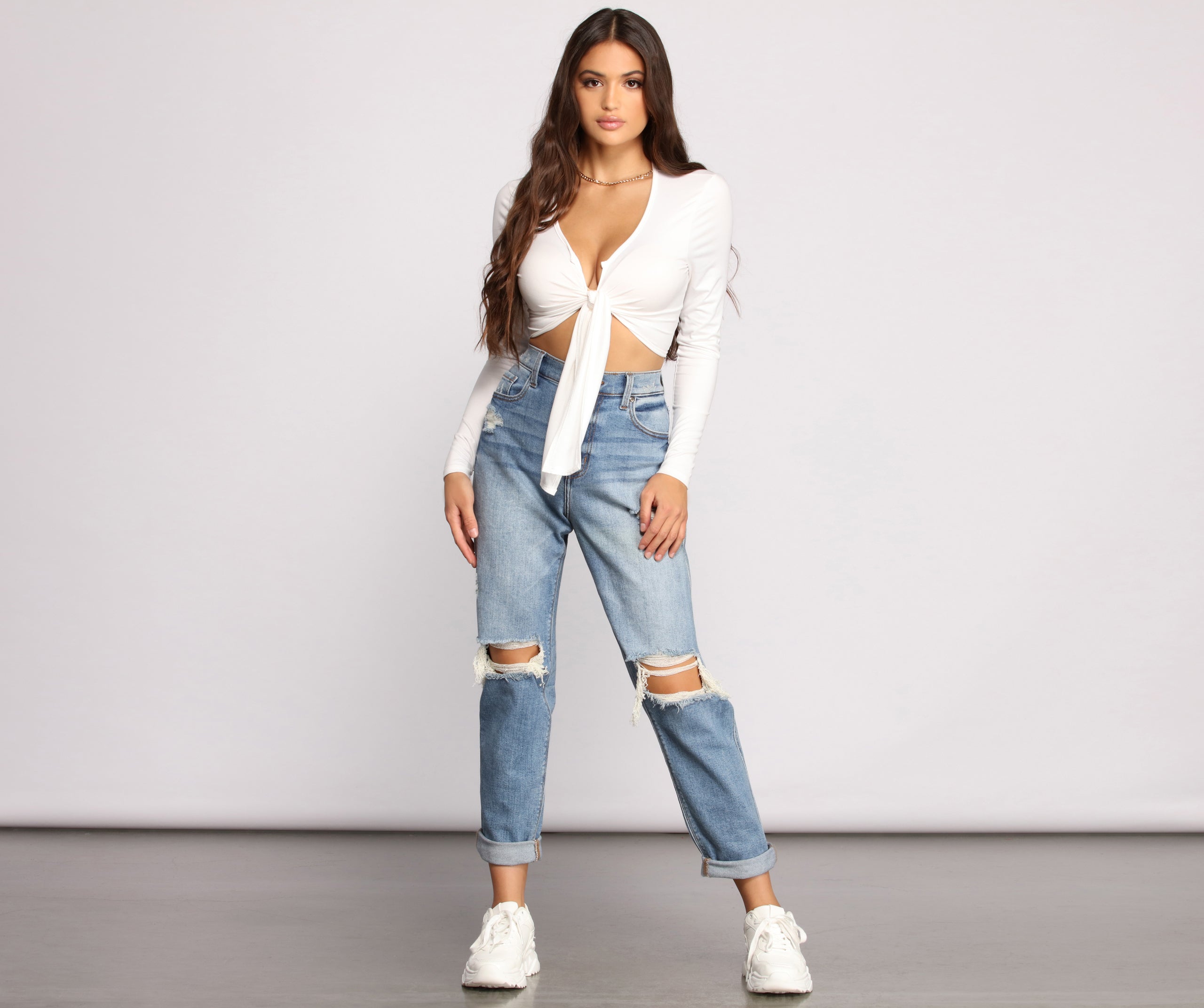 Falling For Basics Tie-Front Top