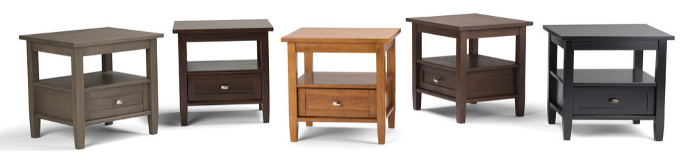 Warm Shaker Solid Wood 20 quotRustic End Side Table   Transitional   Side Tables And End Tables   by Homesquare  Houzz