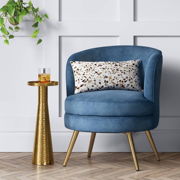 Beadle Accent Chair With Brass Leg Velvet Blue