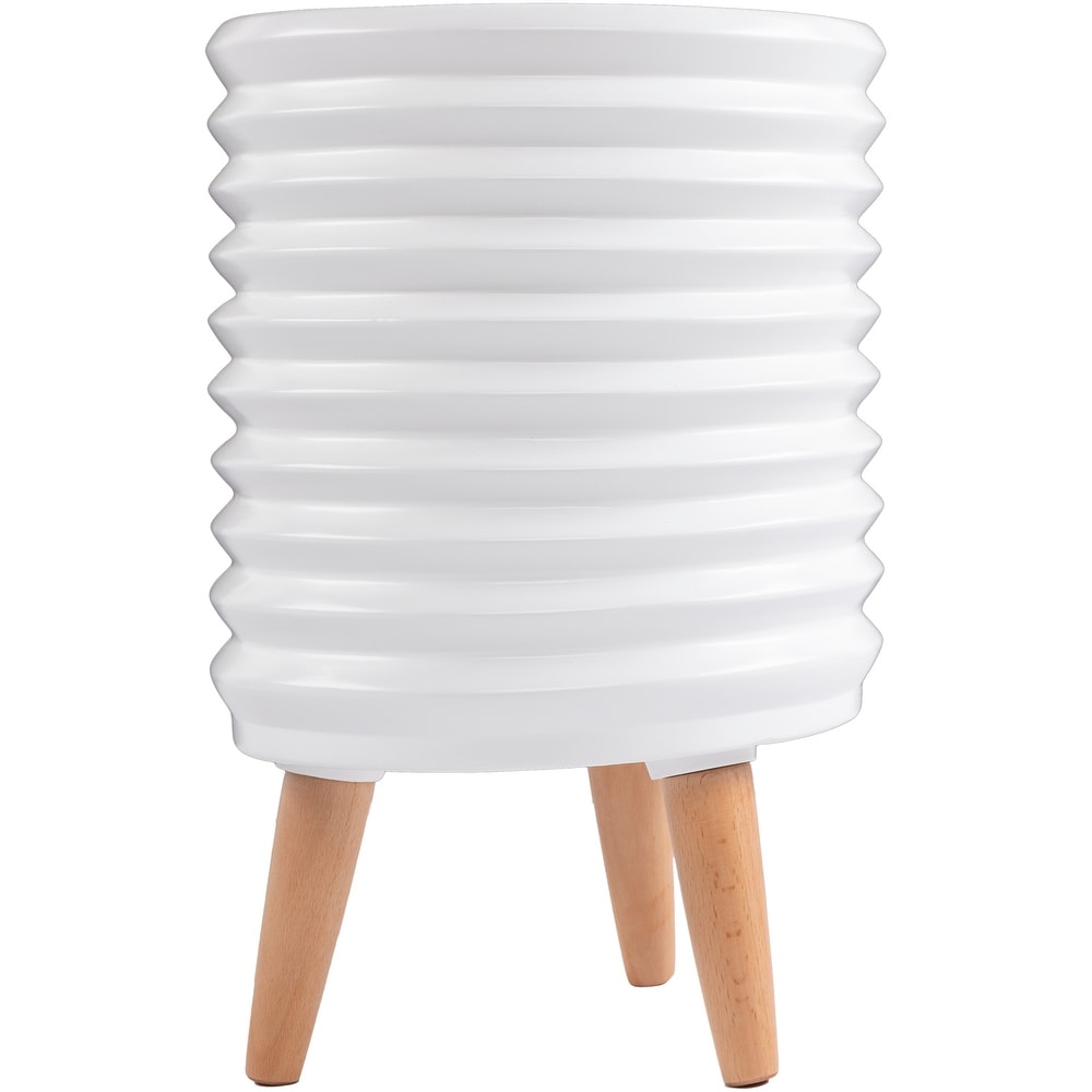 Mahima White Cylinder Modern Planter   17\