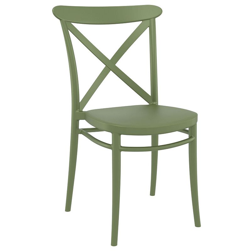 34.25 Olive Green Patio Cross Armless Dining Chair