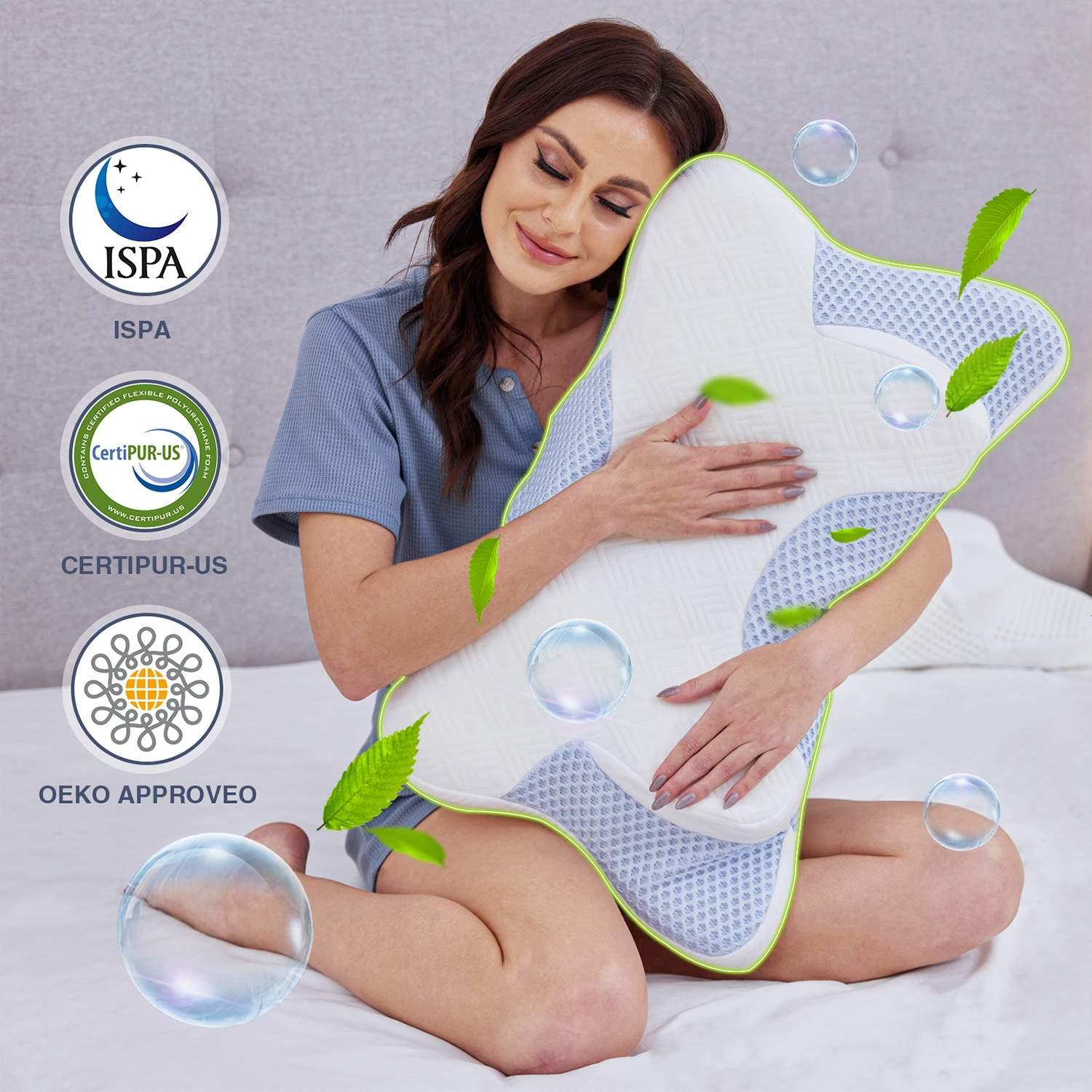 Cervical Memory Foam Pillows, Contour Pillow for Neck and Shoulder Pain Relief, Neck Support Pillow for Side, Back and Stomach Sleepers, Ergonomic Orthopedic Pillow for Sleeping and Travel