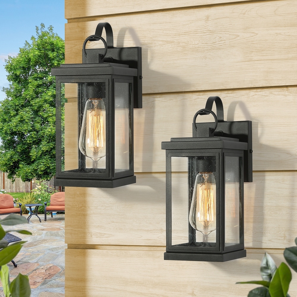 Bern Mid Century Modern Black 1 Light Outdoor Lantern Wall Sconce   L 5.1\