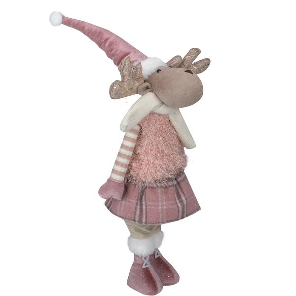 Standing Girl Moose Christmas Figurine