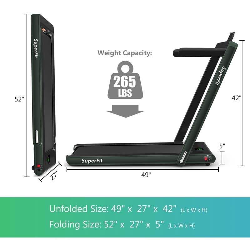 2 in 1 Folding Electric Treadmill for Home Gym, 2.25HP Under Desk Treadmill, Portable Walking Running Machine with Bluetooth Speaker