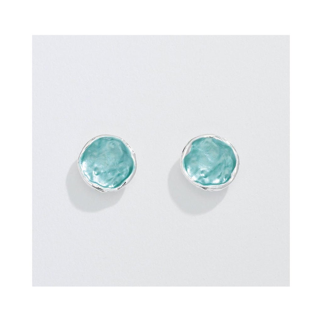 Periwinkle by Barlow   Matte Silver with Aqua Enamel- Earrings