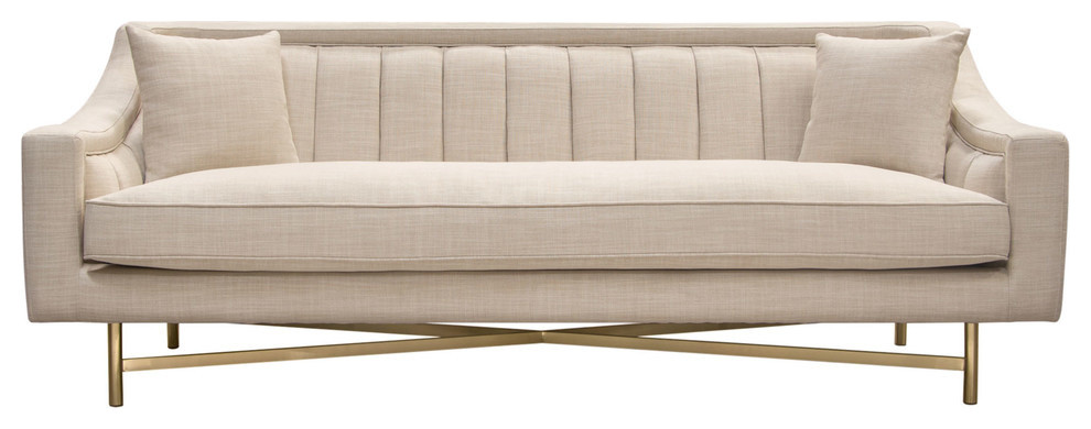 Diamond Sofa Croft Fabric Sofa  Sand Linen Fabric  Gold Metal Criss Cross Frame   Contemporary   Sofas   by GwG Outlet  Houzz