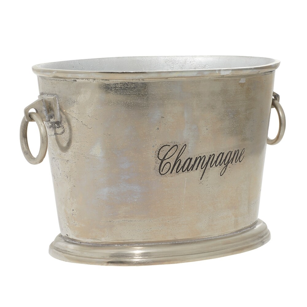 Silver Aluminum Champagne Text Ice Bucket