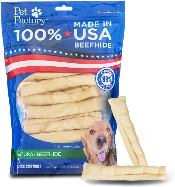 Pet Factory Beefhide 5-inch Chip Rolls Natural Flavored Dog Hard Chews