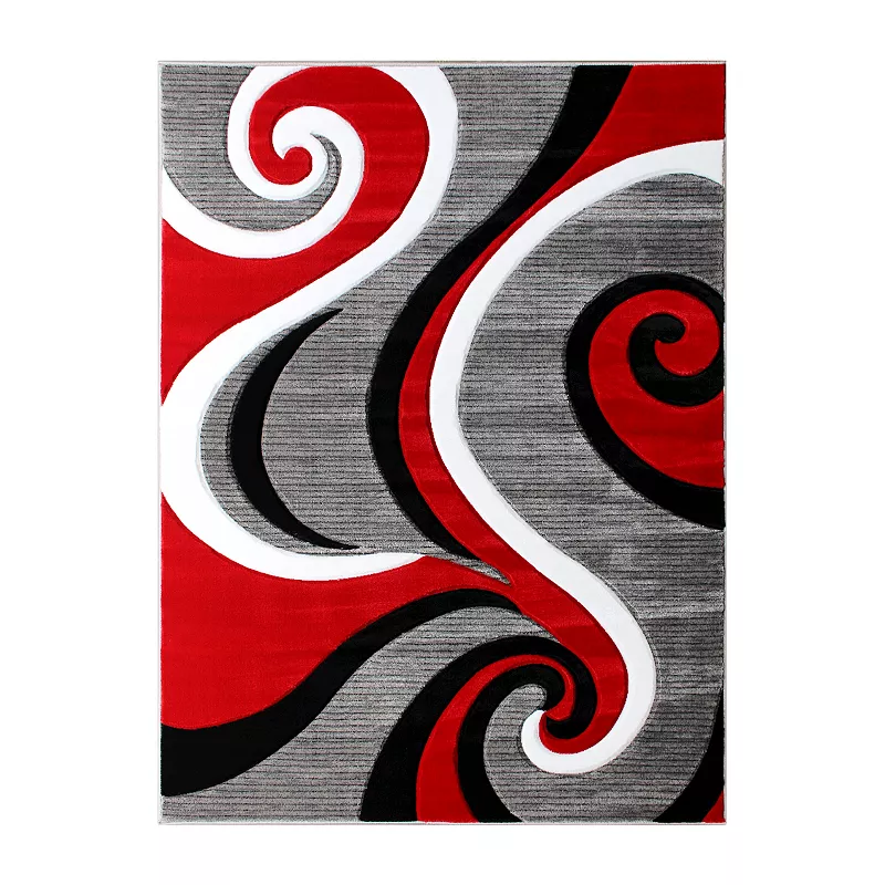 Masada Rugs Masada Rugs Sophia Collection 5'x7' Modern Contemporary Hand Sculpted Area Rug in Red