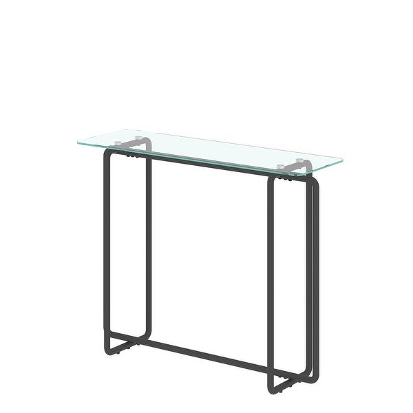 Rectangular Single Layer Console Table with Tempered Glass Tabletop