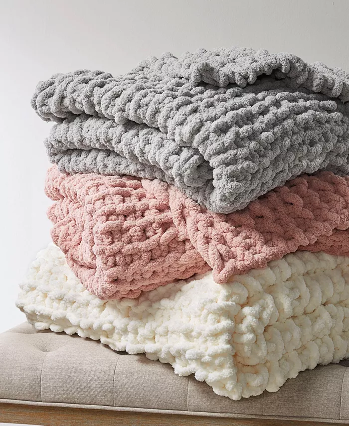 Madison Park Chunky-Knit Chenille Throw， 50