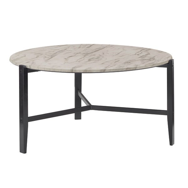 Teagan Round White Faux Marble Tables by iNSPIRE Q Modern