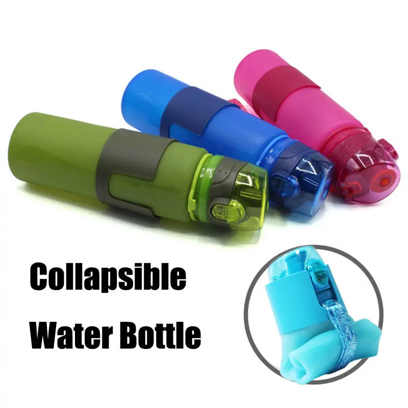 Custom Logo 500ml BPA Free Silicone Collapsible Drinking Water Bottle For Sports Outdoor