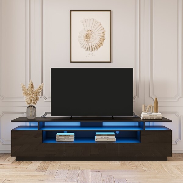 Modern TV Stand， 20 Colors LED TV Stand w/Remote Control Lights