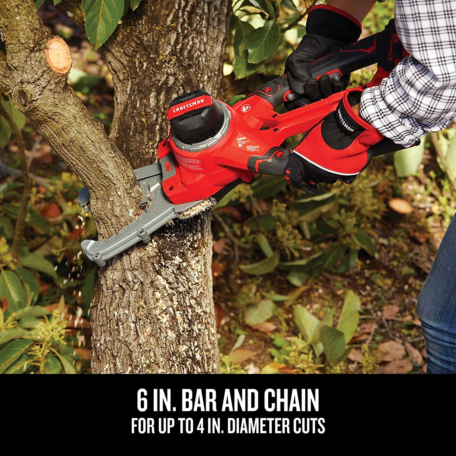 CRAFTSMAN V20 Cordless Lopper， 6 inch， Battery and Charger Included (CMCCSL621D1)， Red