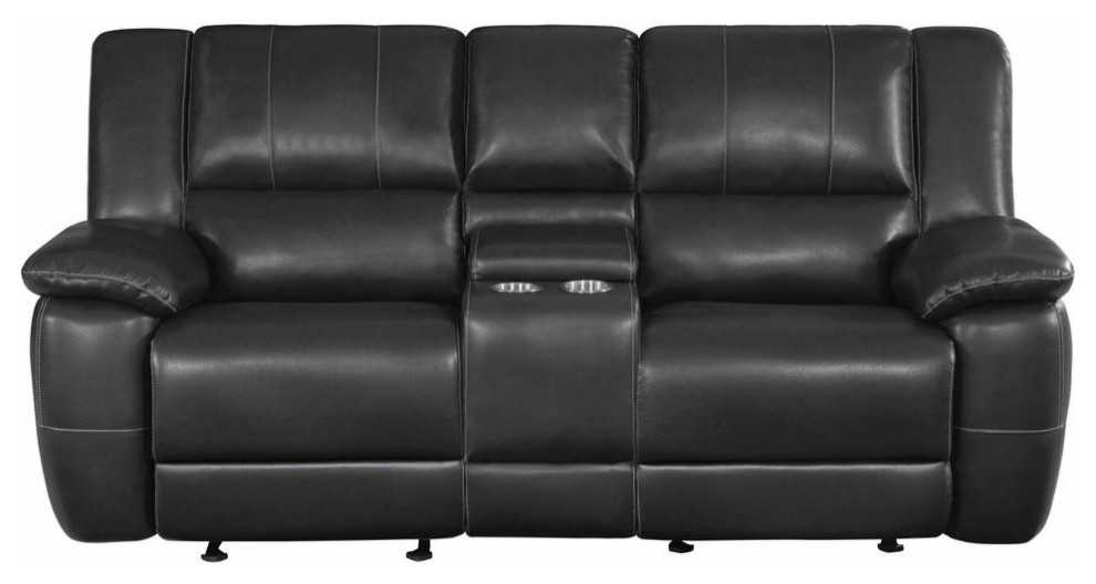 Lee Glider Loveseat With Colsole Black   Contemporary   Sofas   by BisonOffice  Houzz