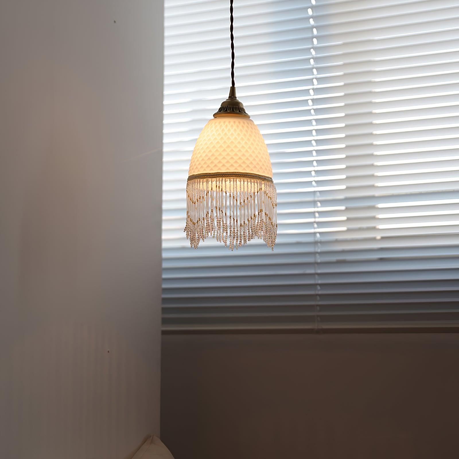 Mesh Tassel Glass Pendant Light