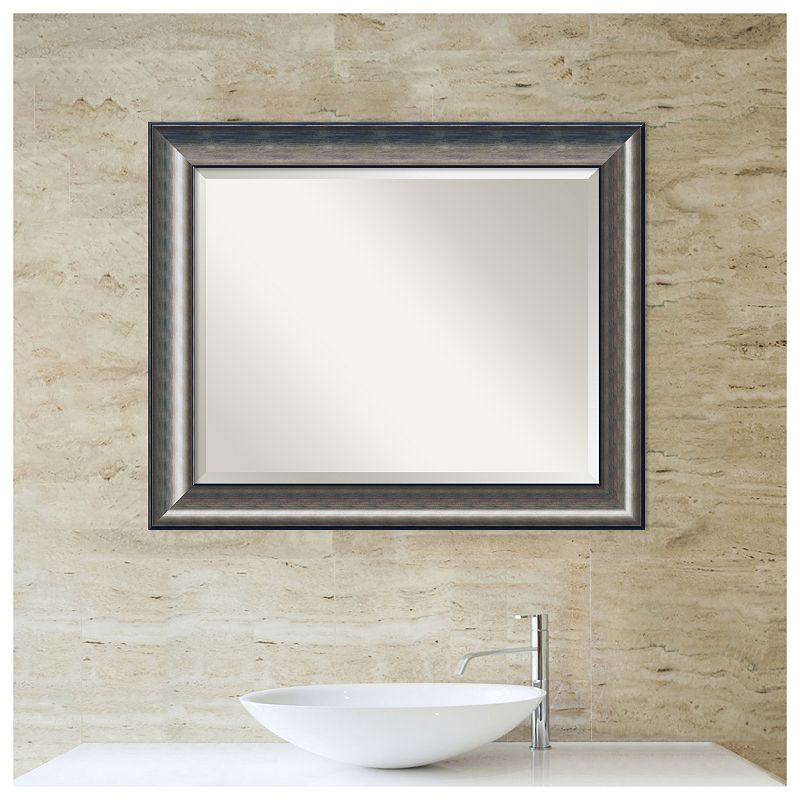 Quicksilver Scoop Beveled Wood Bathroom Wall Mirror