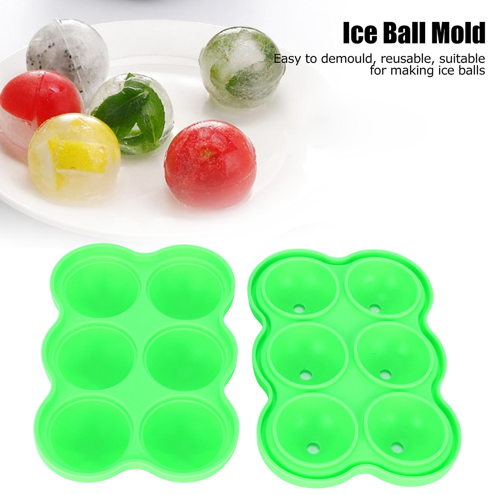 Silicone Ice Ball Mold， Reusable Silicone Round Ice Tray With Lids Ice Cube Tray Maker For Kitchen Bar， 6 Grid[green]