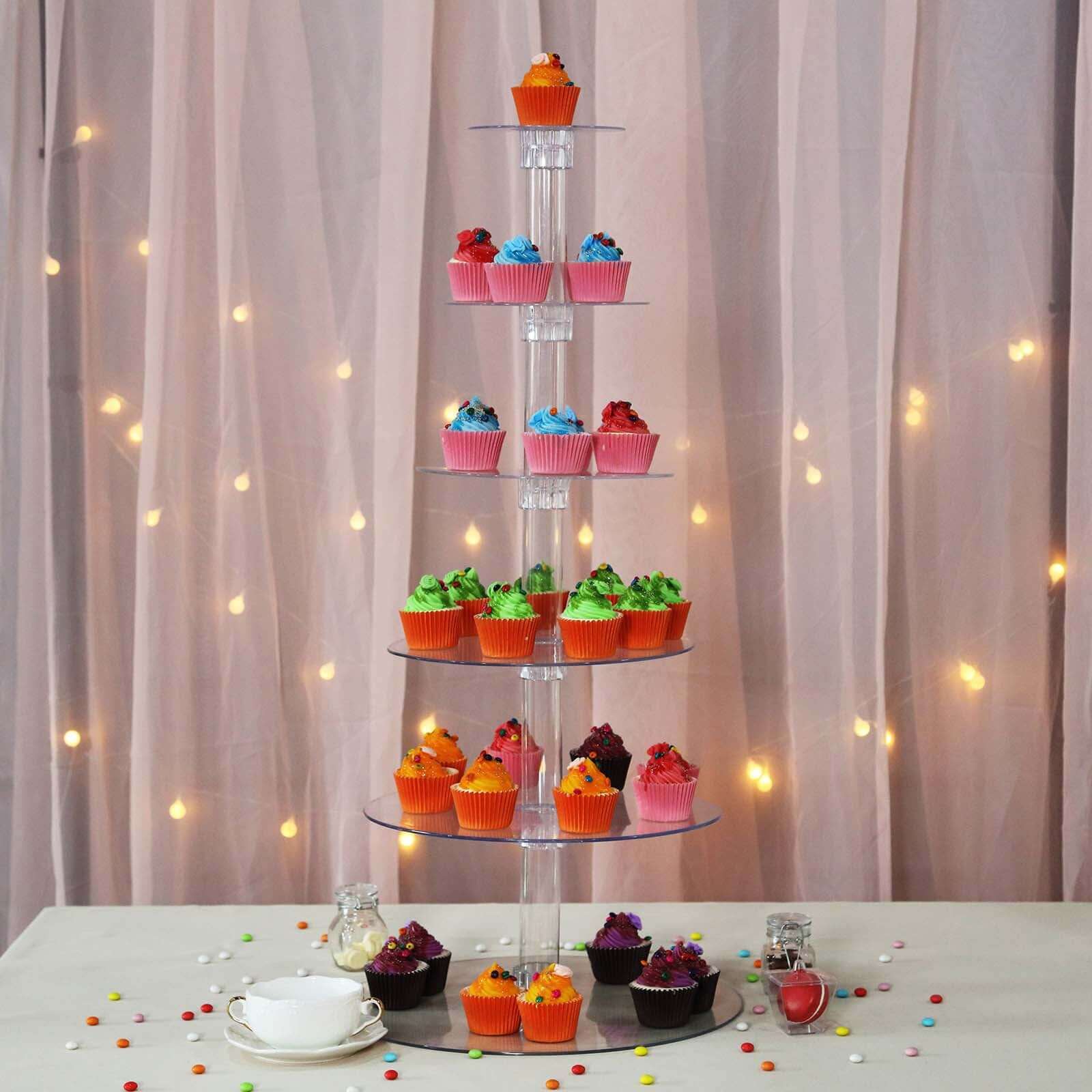 6-Tier Clear Acrylic Cupcake Tower Stand, Dessert Holder Display 33