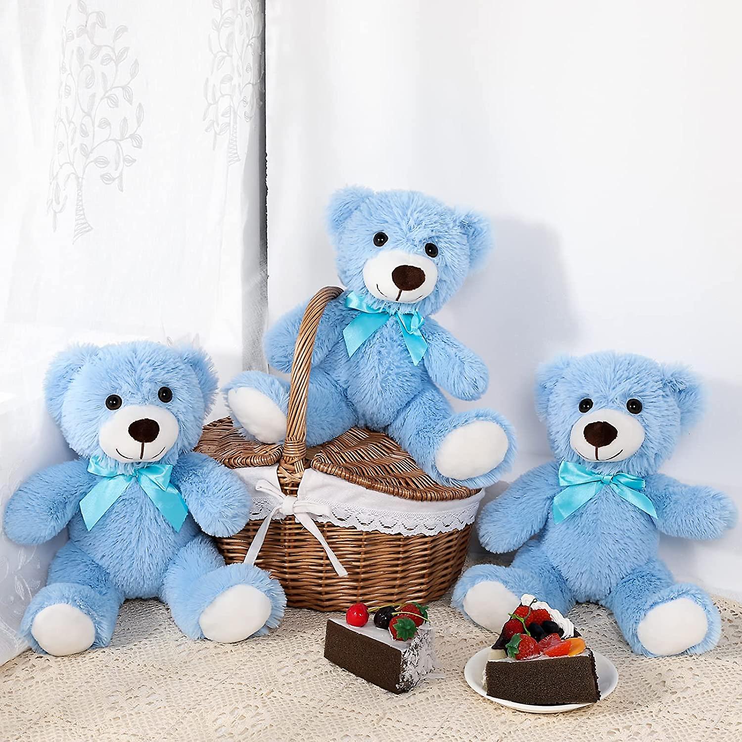 3 Packs Blue Cute Teddy Bear Soft Stuffed Animal Plush Bear Toy For Kids Boys Girls，as A Gift For Birthday/christmas/valentine's Day 13.8 Inch