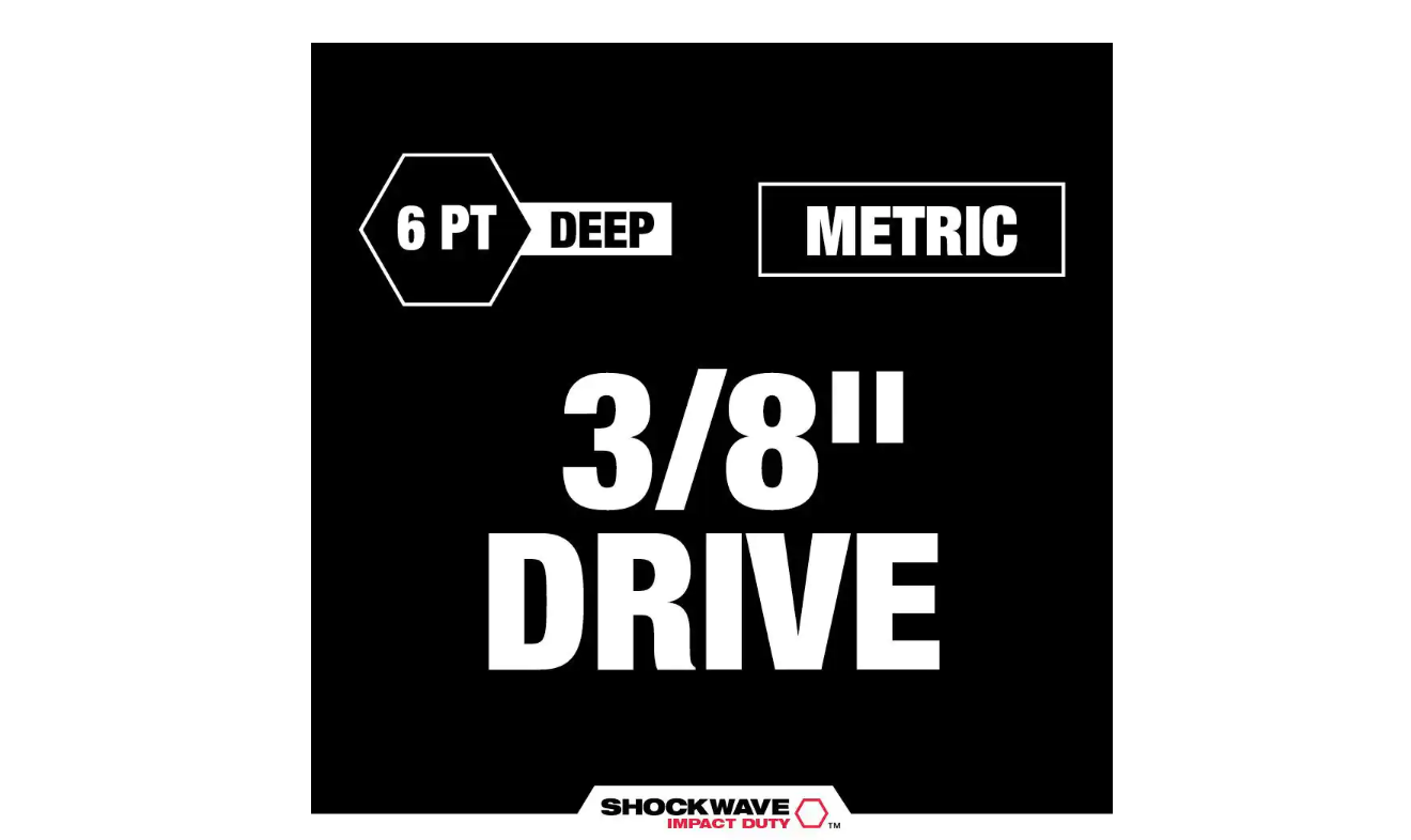 Milwaukee 49-66-7021 SHOCKWAVE Impact Duty 3/8 in. Metric Deep Impact Rated Socket Set (8-Piece)