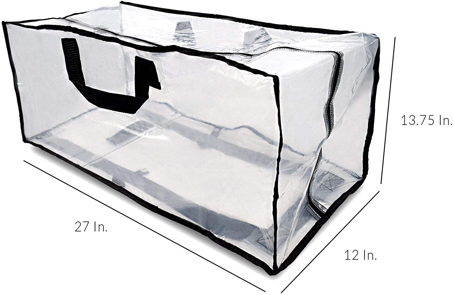 Zenpac- Waterproof Clear Zippered Storage Bags with Handles for Organizing 3 Pcs 27x12x13.75