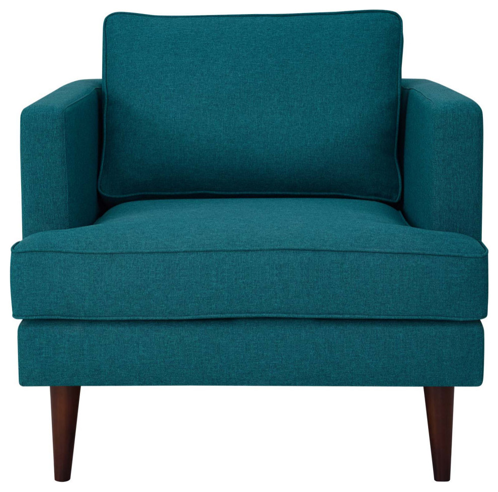 Elias Teal Upholstered Fabric Armchair   Midcentury   Armchairs And Accent Chairs   by Peachtree Fine Furniture  Houzz