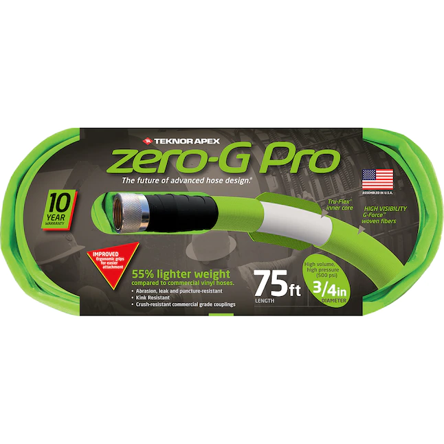 Zero-G Pro Teknor Apex 3/4-in x 75-ft Contractor Kink Free Woven Green Coiled Hose