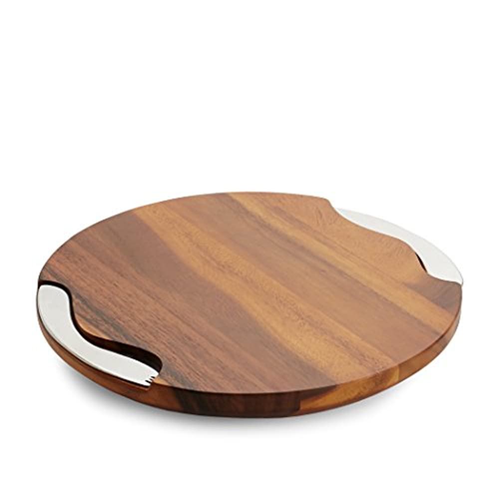 Nambe Wood Cheese Board with Knife and Spreader