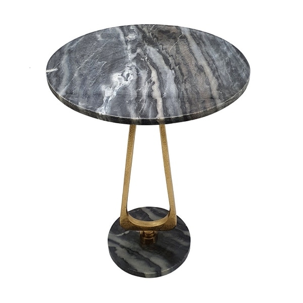 AandB Home Cintra Marble and Aluminum Accent Table - Black/Gold