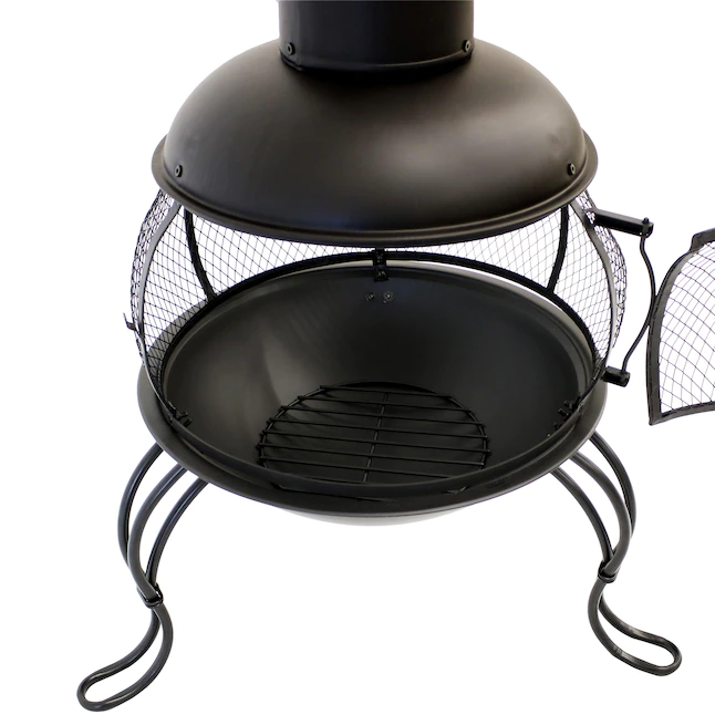 Sunnydaze Decor KF-849 66-in H x 28-in D x 31-in W Black Steel Chiminea