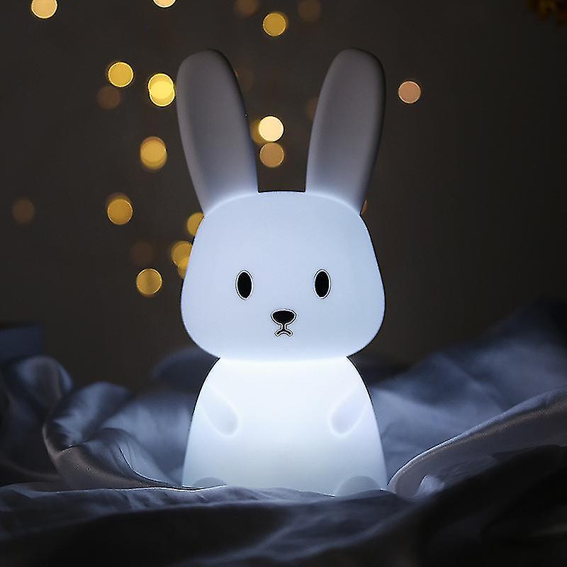 Cute Rabbit Silicone Table Lamp Bedroom Bedside Lamp Baby Feeding Night Lamp Eye Protection Children Sleep Pat Night Lamp