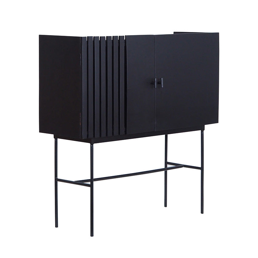 SHANTI Tall Sideboard 120cm Solid Acacia Wood - Black