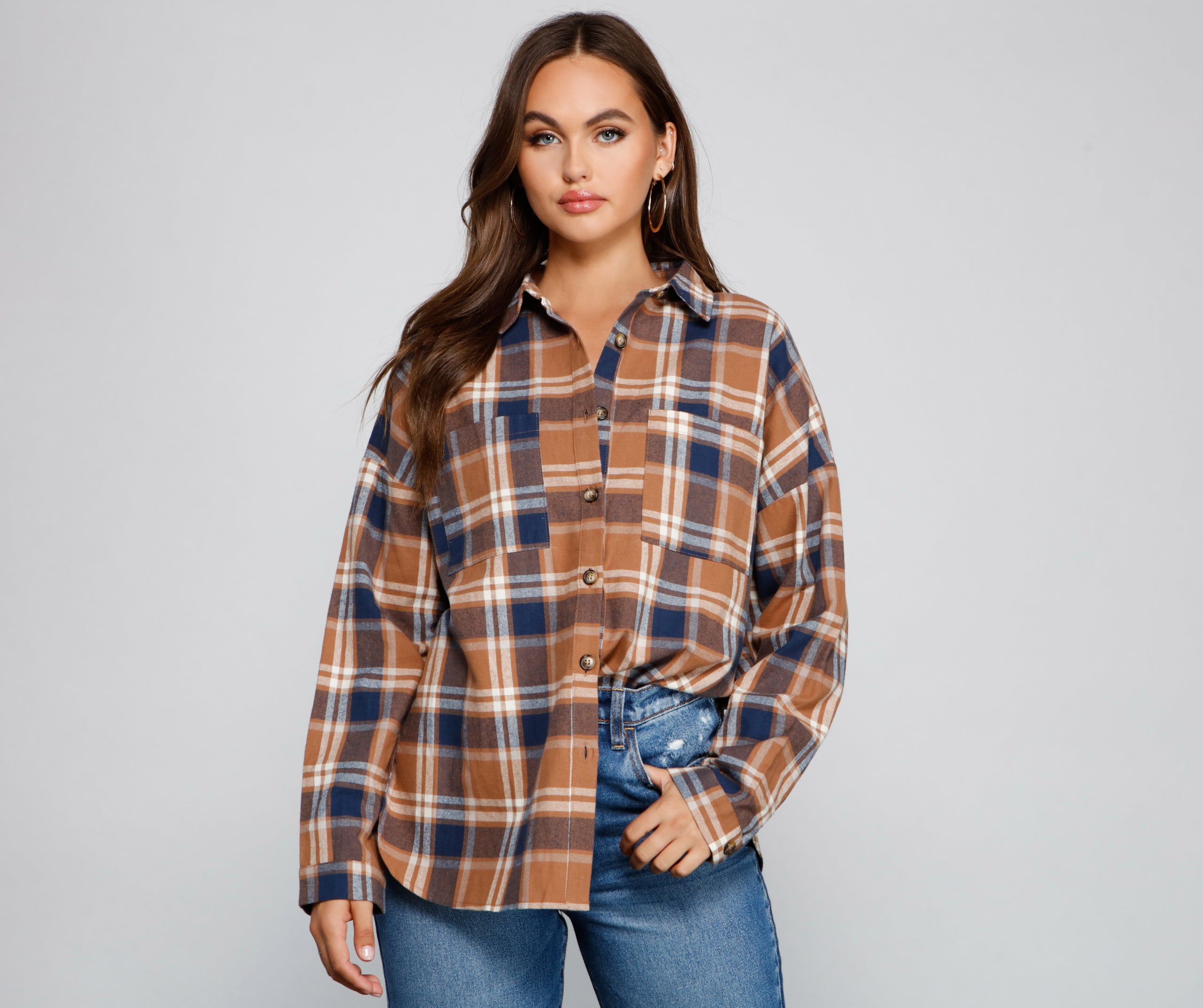 Button Up In Fab Flannel Top