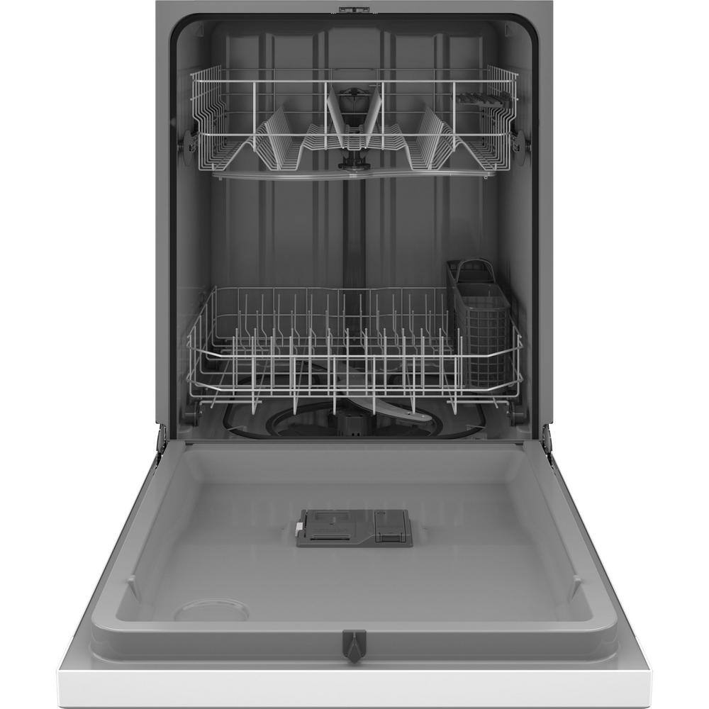 Hotpoint 24 in. Built-In Tall Tub Front Control Dishwasher with One Button in White 60 dBA HDF310PGRWW