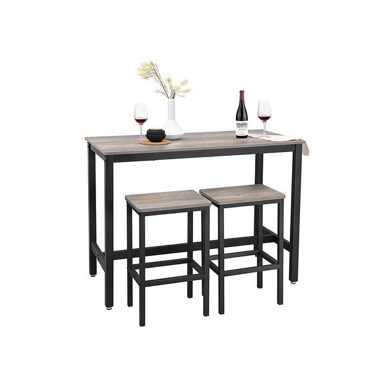 Bar Table With 2 Bar Stools， Breakfast Bar Table And Stool Set， Kitchen Counter With Bar Chairs