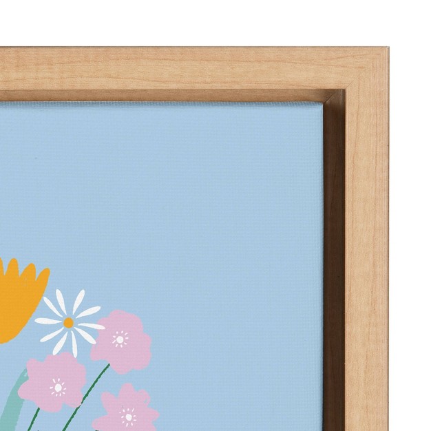 X 24 quot Sylvie Happy Flowers Framed Canvas By Duchess Plum Natural Kate amp Laurel All Things Decor