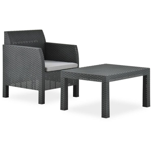 2 Piece Patio Lounge Set with Cushion PP Rattan Anthracite