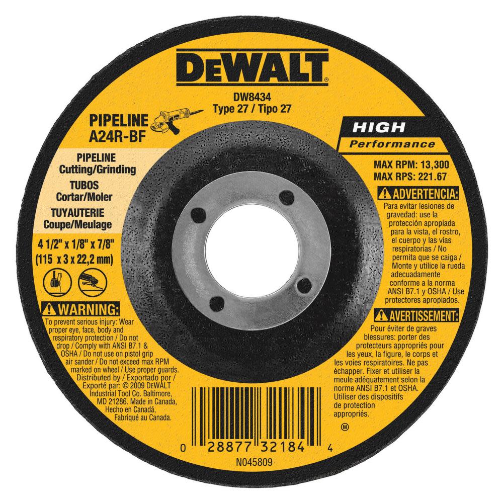 DW High Performance Pipeline Wheel 4-1/2 In. x 1/8 In. DW8435 from DW