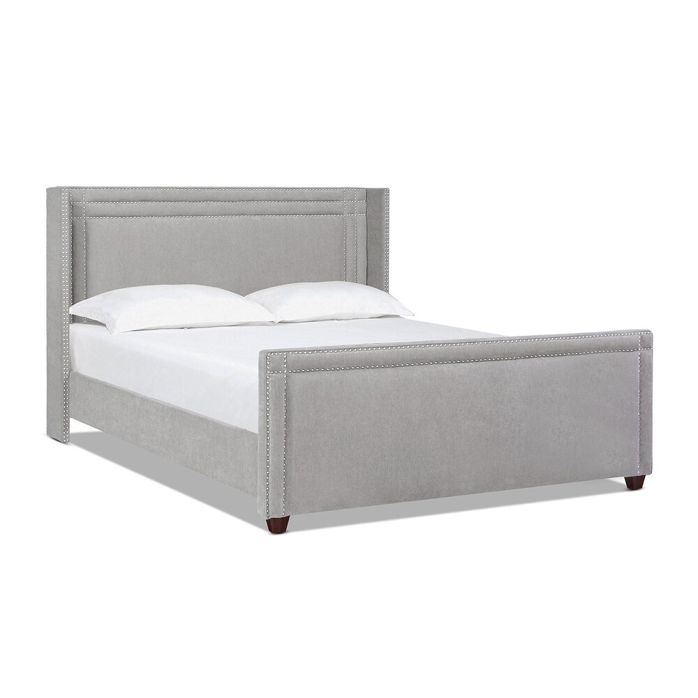 Elle Wingback Upholstered King Panel Bed