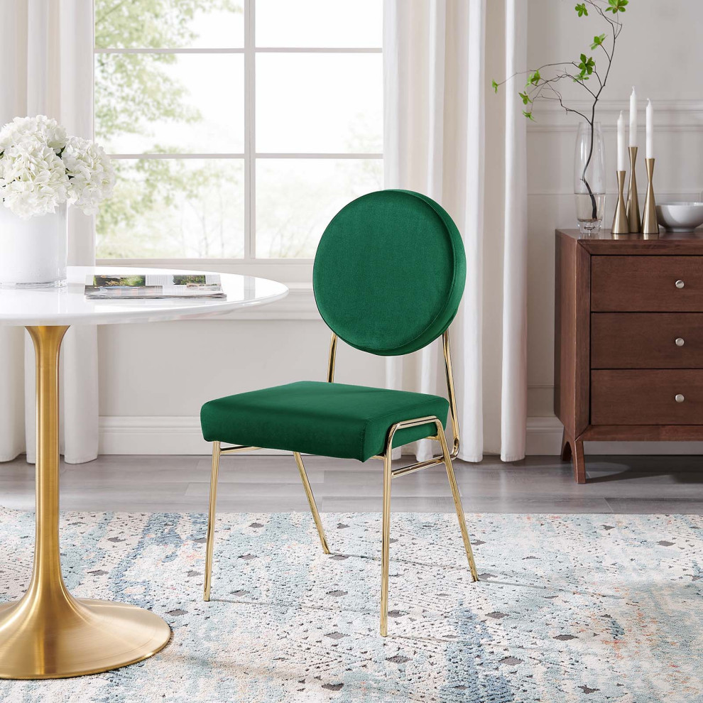 Craft Performance Velvet Dining Side Chair  Gold Green   Midcentury   Dining Chairs   by First of a Kind USA Inc  Houzz