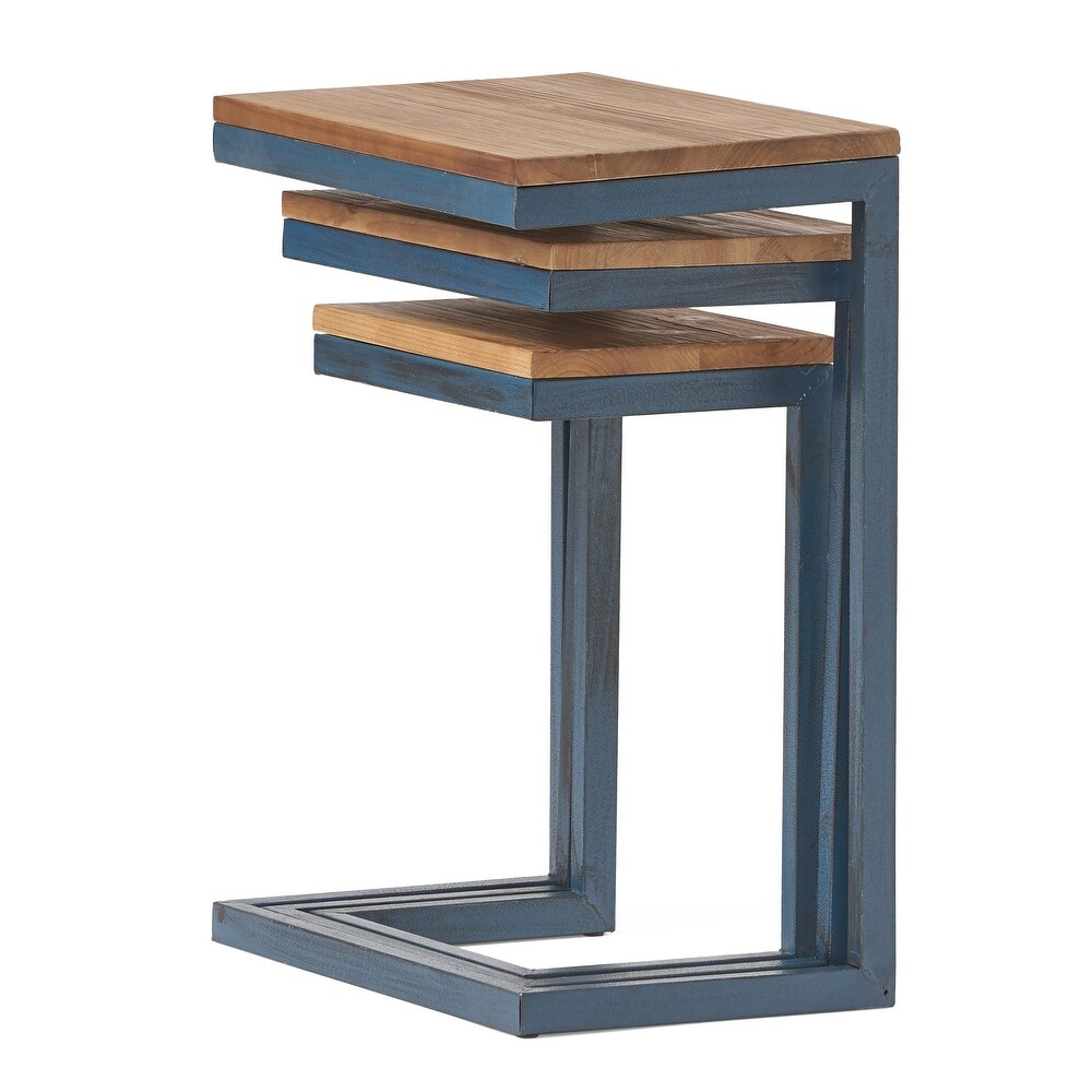 Darlah Modern Industrial Firwood Nesting Tables (Set of 3) by Christopher Knight Home