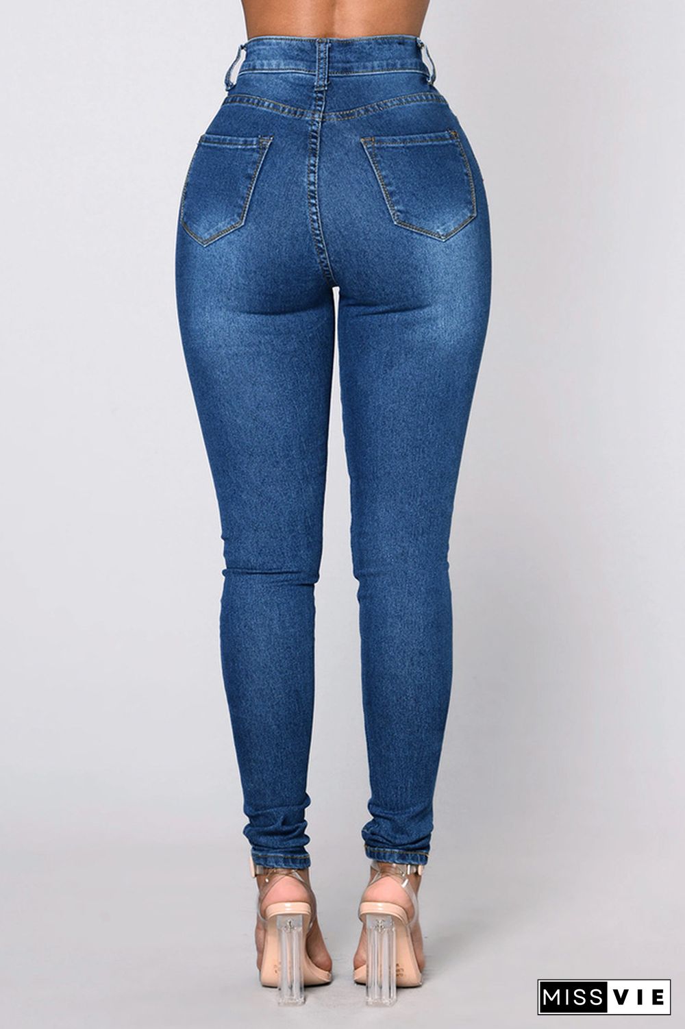 High Waist Elastic Skinny Jeans